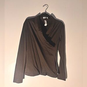 Women's BlackBrown Long Sleeve Blouse